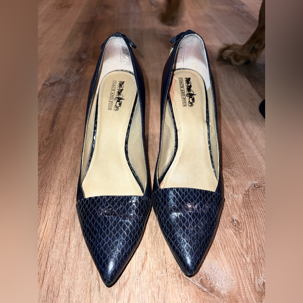 Coach Navy Blue Snake Skin Pumps